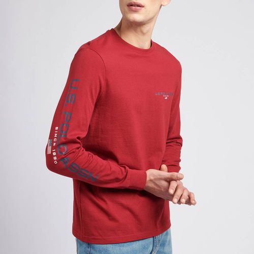 Red Long Sleeve Cotton T-Shirt - U.S. Polo Assn. - Modalova