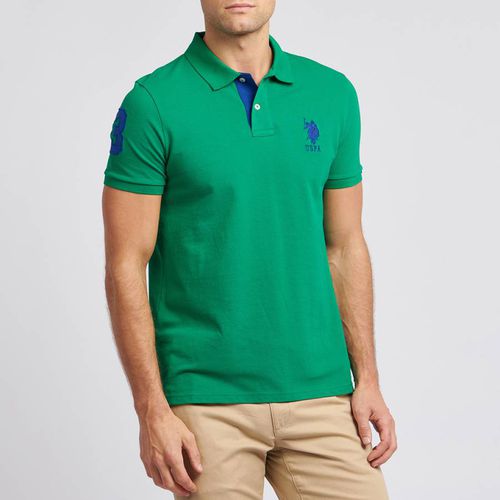 Green Patch Logo Pique Cotton Polo Shirt - U.S. Polo Assn. - Modalova