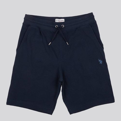 Navy Textured Terry Cotton Shorts - U.S. Polo Assn. - Modalova