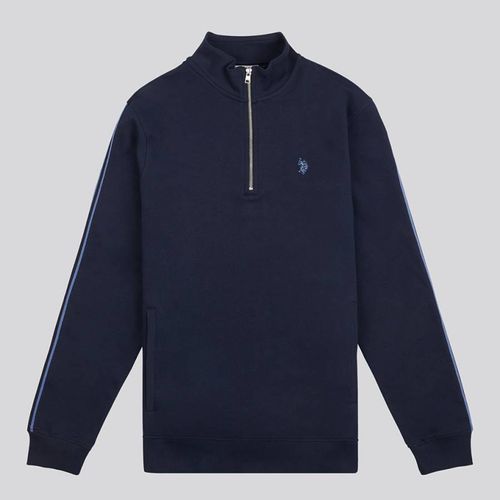 Half Zip Contrast Taping Cotton Sweatshirt - U.S. Polo Assn. - Modalova