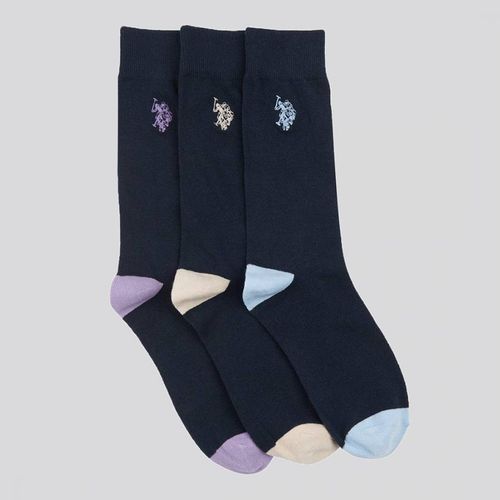 Navy 3 Pack Cotton Blend Socks - U.S. Polo Assn. - Modalova