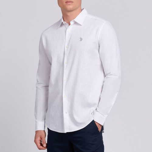 White Linen Blend Long Sleeve Shirt - U.S. Polo Assn. - Modalova