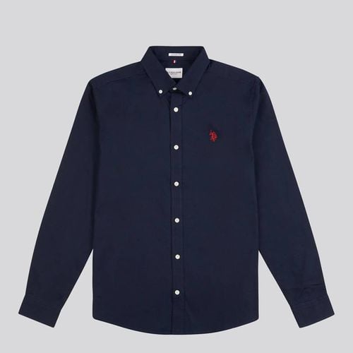 Navy Poplin Stretch Cotton Shirt - U.S. Polo Assn. - Modalova