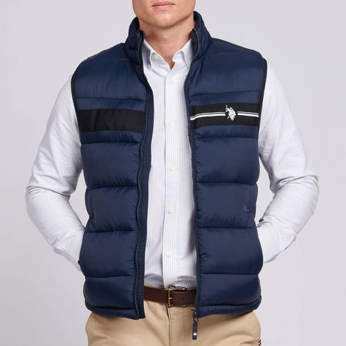 Navy Quilted Tape Logo Gilet - U.S. Polo Assn. - Modalova