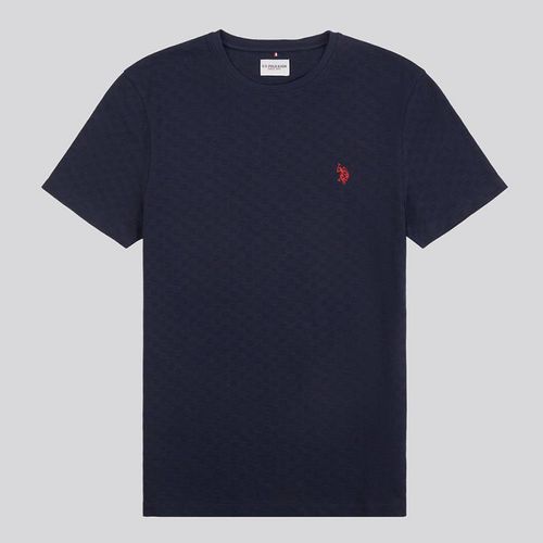 Navy Textured Cotton T-Shirt - U.S. Polo Assn. - Modalova