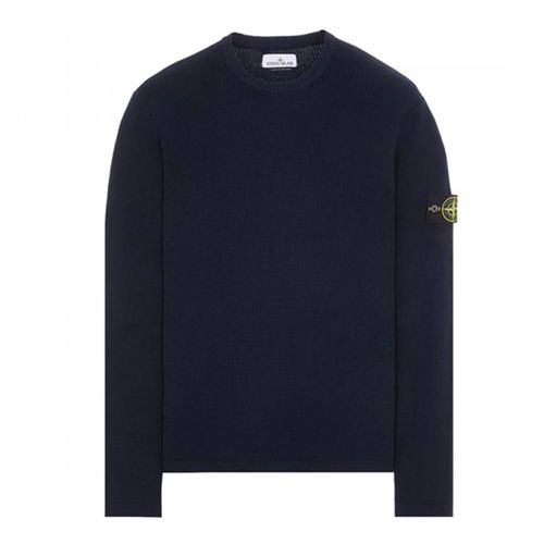 Blue Crew Neck Ribbed Cotton Jumper - Stone Island - Modalova