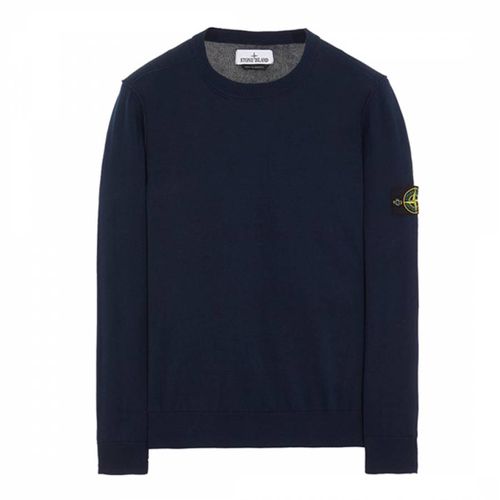 Blue Ribbed Crew Neck Cotton Jumper - Stone Island - Modalova