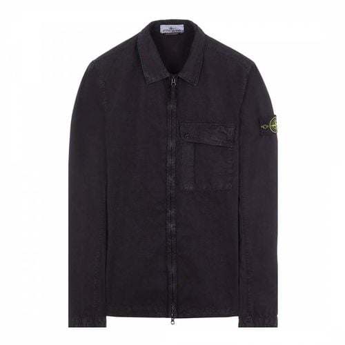 Black Garment Dyed Cotton Overshirt - Stone Island - Modalova