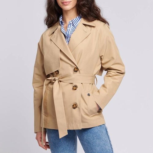 Beige Double Breasted Short Cotton Trench Coat - U.S. Polo Assn. - Modalova