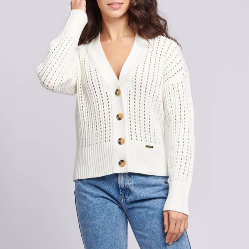 Ecru Pointelle V-Neck Cotton Cardigan - U.S. Polo Assn. - Modalova