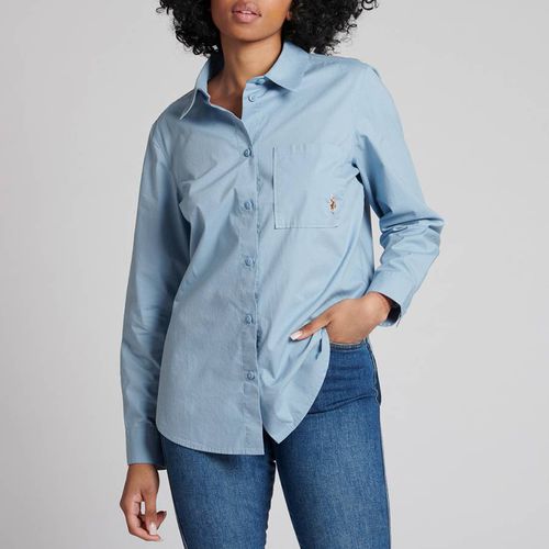 Blue Plain Classic Cotton Shirt - U.S. Polo Assn. - Modalova