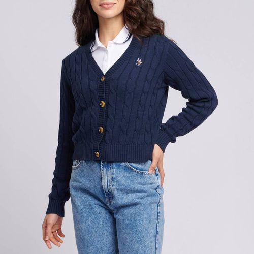 Cable Knit Cropped Cotton Cardigan - U.S. Polo Assn. - Modalova