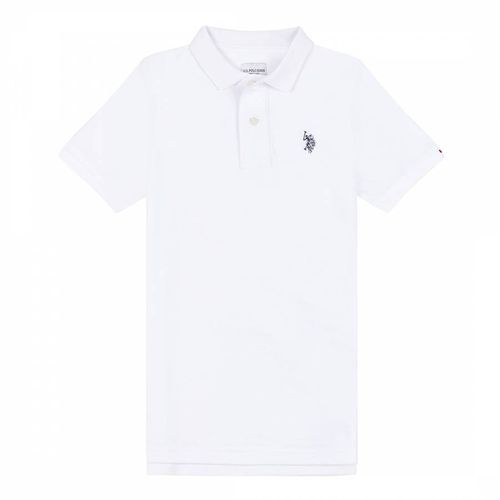 Boy's White Pique Cotton Polo Shirt - U.S. Polo Assn. - Modalova