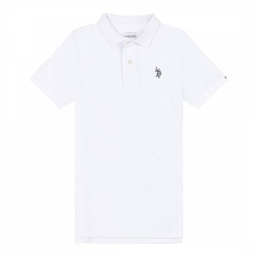 Boy's White Pique Cotton Polo Shirt - U.S. Polo Assn. - Modalova