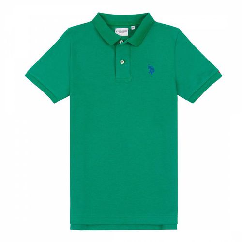 Boy's Green Pique Cotton Polo Shirt - U.S. Polo Assn. - Modalova