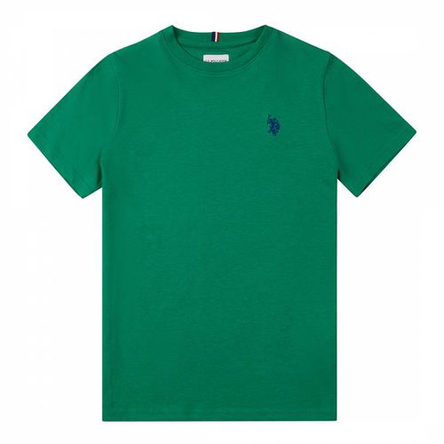 Boy's Green Cotton T-Shirt - U.S. Polo Assn. - Modalova