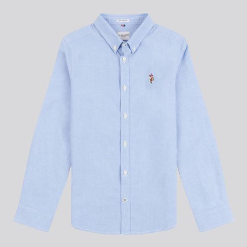 Boy's Pale Blue Oxford Cotton Shirt - U.S. Polo Assn. - Modalova