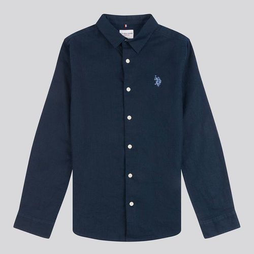 Navy Cotton Linen Blend Shirt - U.S. Polo Assn. - Modalova