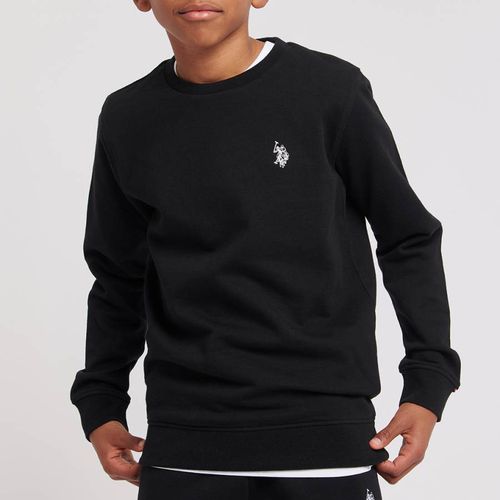 Black Crew Cotton Blend Sweatshirt - U.S. Polo Assn. - Modalova