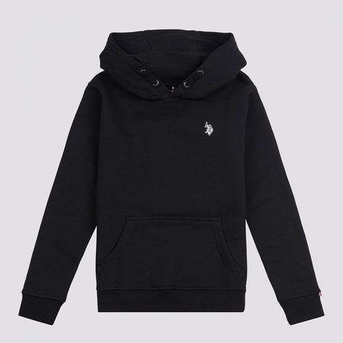 Boy's Black Cotton Hoodie - U.S. Polo Assn. - Modalova