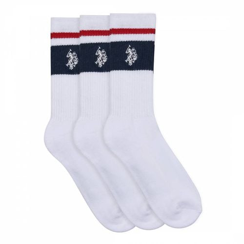 Boy's 3 Pack Stripe Cotton Socks - U.S. Polo Assn. - Modalova