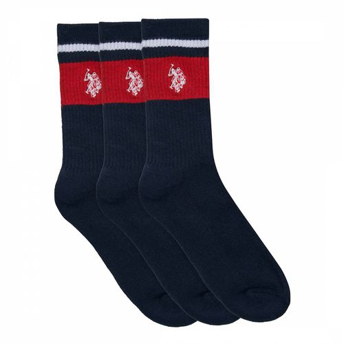 Boy's 3 Pack Stripe Cotton Socks - U.S. Polo Assn. - Modalova