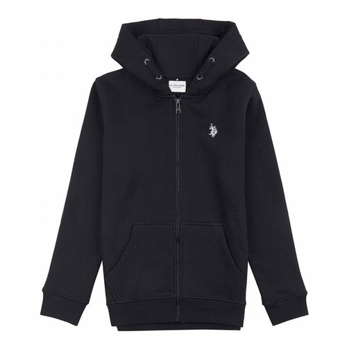 Boy's Black Zip Cotton Hoodie - U.S. Polo Assn. - Modalova