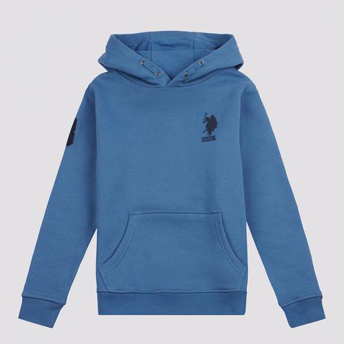 Boy's Blue Cotton Zopped Hoodie - U.S. Polo Assn. - Modalova