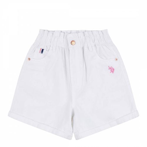 Girl's White Paper Bag Denim Shorts - U.S. Polo Assn. - Modalova