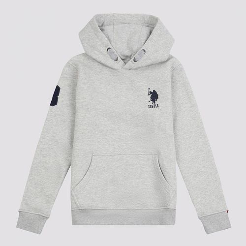 Boy's Grey Cotton Zopped Hoodie - U.S. Polo Assn. - Modalova