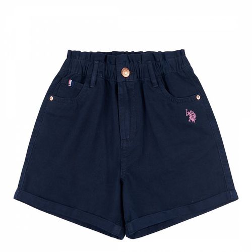 Girl's Navy Paper Bag Denim Shorts - U.S. Polo Assn. - Modalova