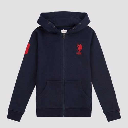 Boy's Navy Zip Up Cotton Hoodie - U.S. Polo Assn. - Modalova