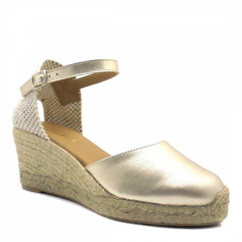 Suede Closed Toe Espadrilled Wedges - Paseart - Modalova