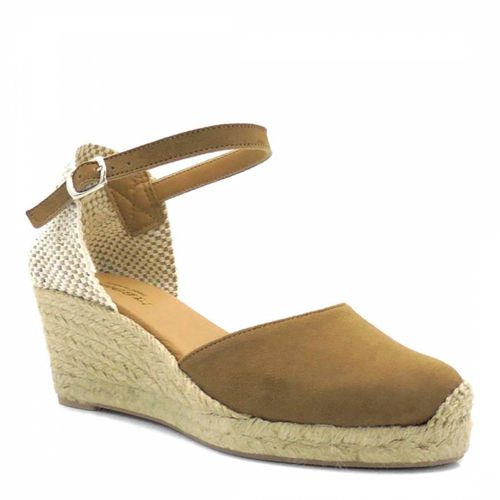 Suede Closed Toe Espadrilled Wedges - Paseart - Modalova