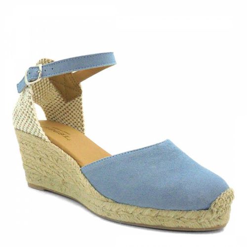 Suede Closed Toe Espadrilled Wedges - Paseart - Modalova