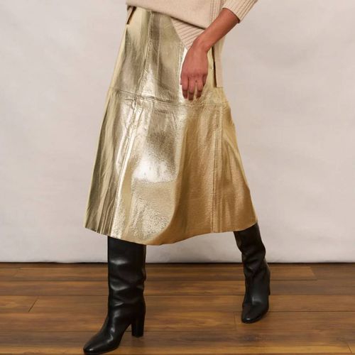 Gold Lateisha Faux Leather Skirt - Wyse - Modalova