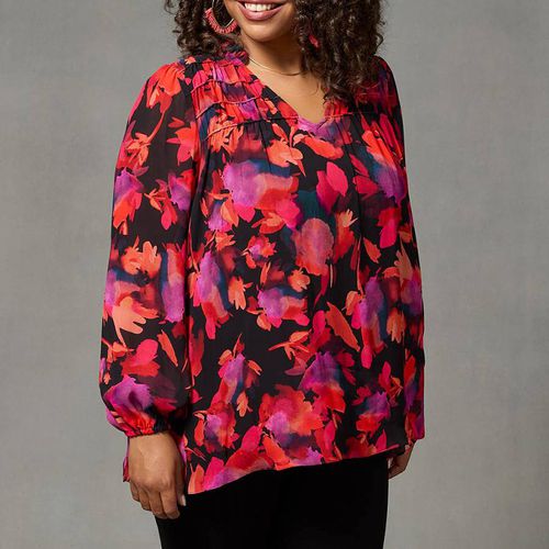 Floral Print Ruched Front Blouse - Live Unlimited - Modalova