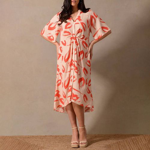 Brushstroke Print Ruched Front Shirt Dress - Live Unlimited - Modalova