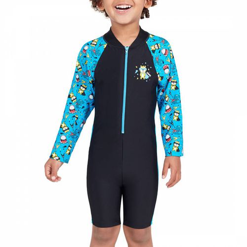 Black Long Sleeve All In One Boys Swim Suit - Zoggs - Modalova