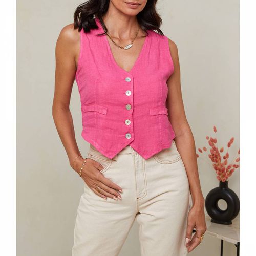 Pink Linen Waistcoat - LE MONDE DU LIN - Modalova