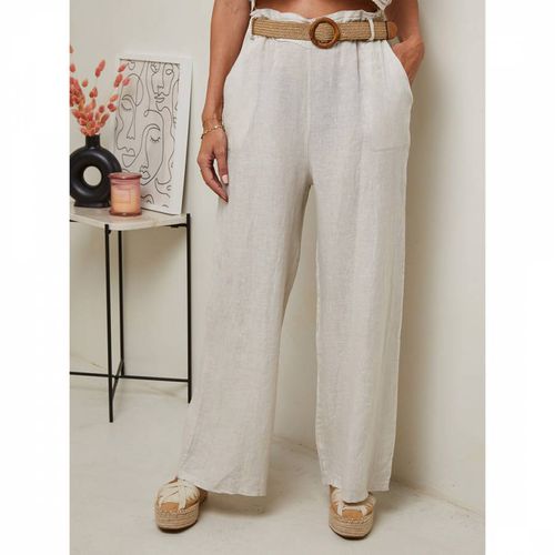 Beige Linen Trousers - LE MONDE DU LIN - Modalova