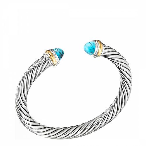 K & Silver Two Tone Turquoise Cuff Bangle - Liv Oliver - Modalova