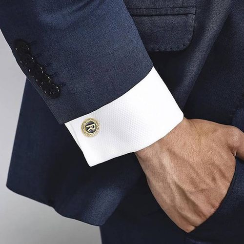 K & Black Formal Initial "R" Cufflinks - Stephen Oliver - Modalova