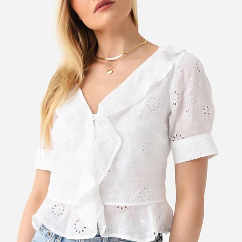 White Ruffle Peplum Blouse - Frame - Modalova