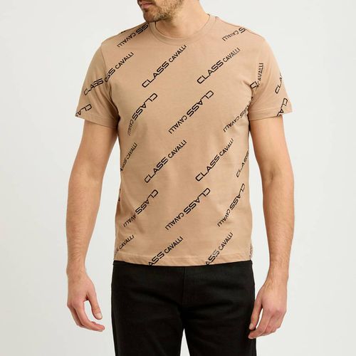 Camel/Black Monogram Print T-Shirt - Cavalli Class - Modalova