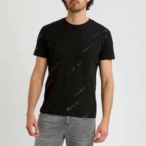Black/Black Monogram Print T-Shirt - Cavalli Class - Modalova
