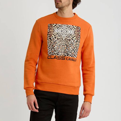 Animal Print Logo Cotton Blend Sweatshirt - Cavalli Class - Modalova