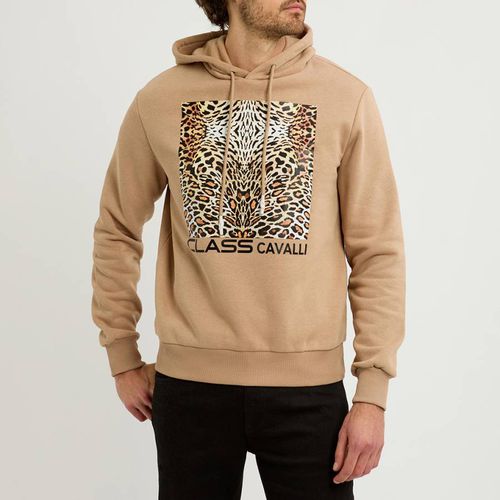 Camel Animal Print Logo Cotton Fleece Hoodie - Cavalli Class - Modalova