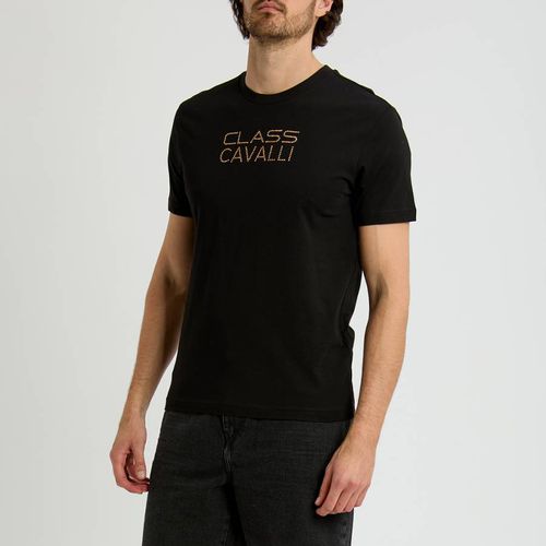 Black Chest Logo Cotton T-Shirt - Cavalli Class - Modalova