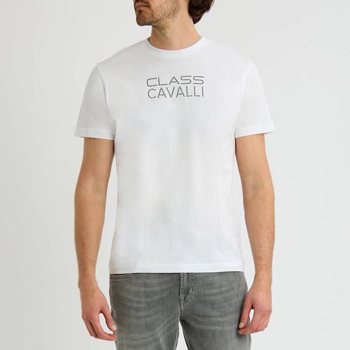 White Chest Logo Cotton T-Shirt - Cavalli Class - Modalova